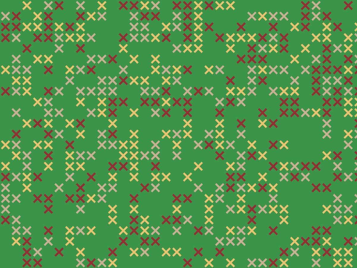 Tiny strawberry hoop: a drawn cross pattern
