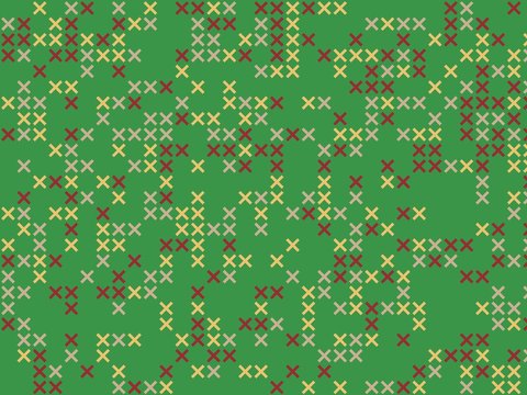 Tiny strawberry hoop: a drawn cross pattern